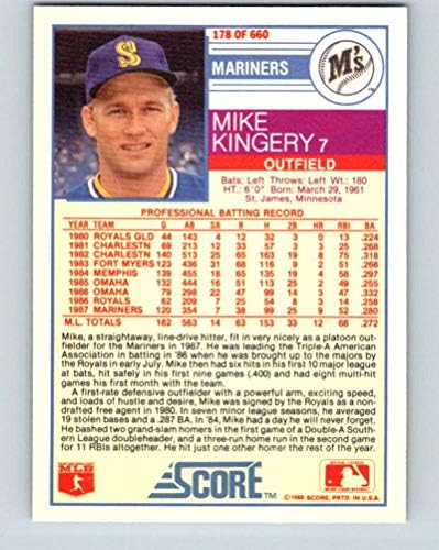 1988 Оценка На #178 Майк Кингери, Ню Йорк-Mount Моряците