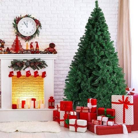 Изкуствена Коледна Бор Височина 9 фута, Фалшива Коледно Дърво 1850 Накрайници, Пълна Елха Със Здрава Метална Стойка