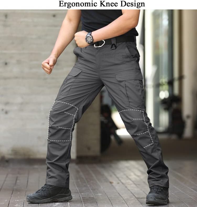 NAVEKULL Мъжки Улични Тактически Панталони Леки Рипстоп Военни Туристически Работни Панталони-Карго с 9 Джобове