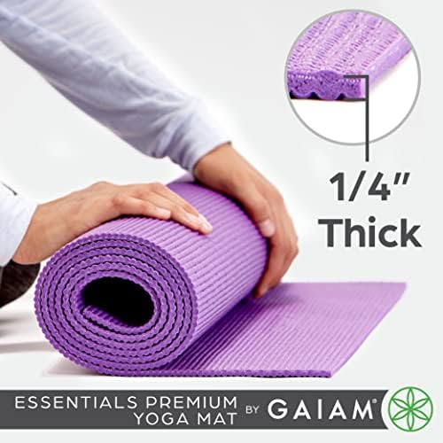Килимче за йога премиум-клас Gaiam Essentials с каишка за носене на ръка подложка за йога (72 L x 24W x 1/4