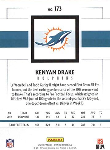 2018 Панини Футбол NFL #173 Кения Дрейк Маями Долфинс Официалната Търговска карта