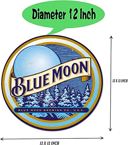 Синята Луна Бирария Кръгла Лидице Знак в Ретро Стил, Ретро Лека Алуминиева Кръгли Метални Консервени Означения