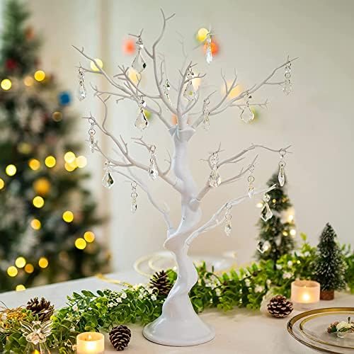 Централни елементи от дърво за сватби 30 инча - Декоративна украса, Елха за маси, Клоните на дърво за украса, Бяло Изкуствено дърво Manzanita, Централно украса за Коледнот