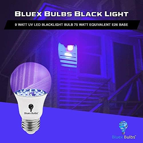 Bluex Bulbs 6 Бр. Led лампа с черен цвят, 9 W A19 E26, Нивото на лампи черно светлина 385-400 нм, Боя за тяло,