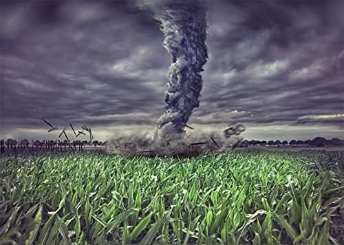 BELECO 10x6,5 фута Тъканни Зелени Фонове с Торнадо в Кукурузном полето за Снимане на земеделска земя, гръмотевична