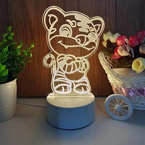 YHan Хубава Лампа, Подарък, лека нощ с Тигър за деца, 16 Цвята, Регулируем с дистанционно Управление, 3D Малка