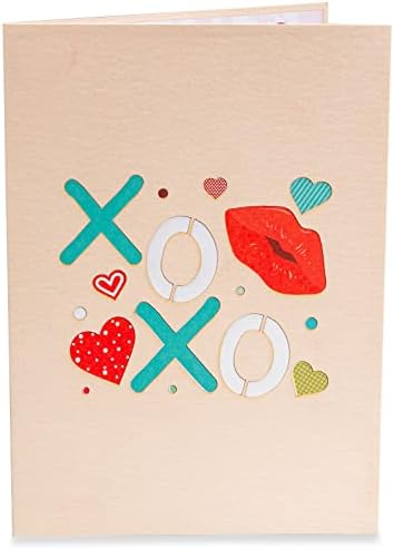 Всплывающая картичка Paper Love 3D, Прегръдки и целувки XOXO, За Свети Валентин, Ден на майката, Ден на бащата,