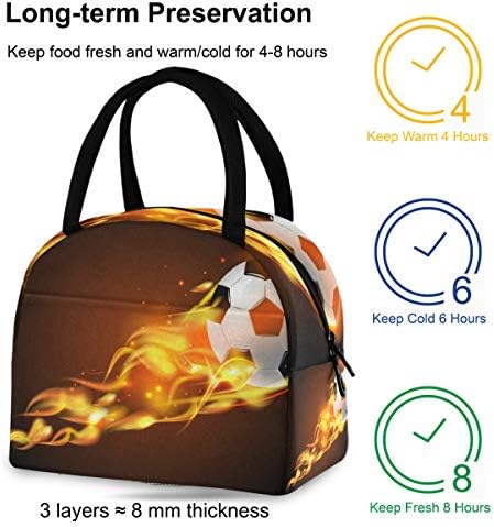 Случайна чанта за обяд Дамски - Футболна Топка Пожарна Голяма Запечатани Чанта-Тоут за Обяд с плечевыми ремъци