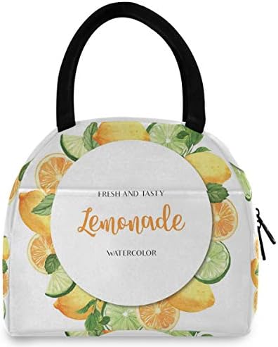 Случайна чанта за обяд Дамски - Lemon Summer Fruit Големи Запечатани Торби за Обяд с плечевыми ремъци за работа
