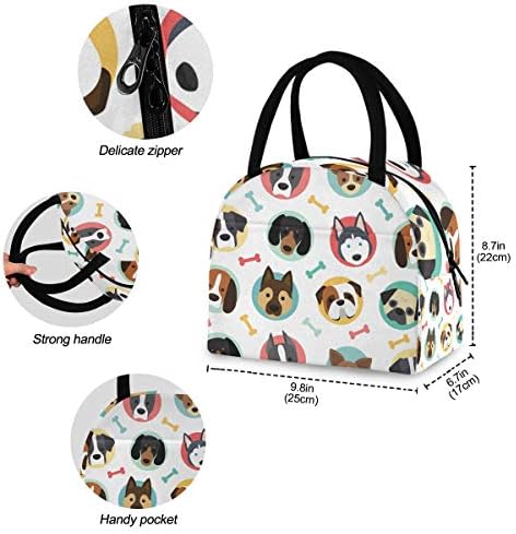 Случайна чанта за обяд Дамски - Сладкото Куче на Кост, Големи Запечатани Торби за Обяд с плечевыми ремъци за