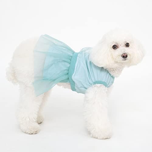 Принцеса рокля за кучета CCOCCADOG небето-синьо размер XLarge, пола-пакет за кучета, рокля от тюл с рюшами,