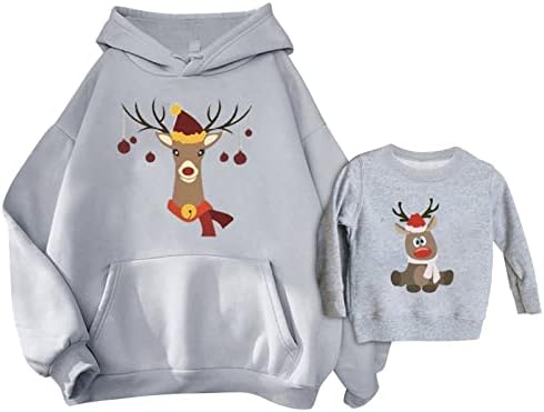 DIYAGO Коледна тениска Мама и аз с качулка, Еднакви Комплекти за семейството, Празнични Качулки, Забавен Пуловер,