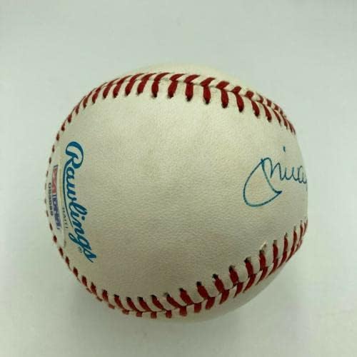 Красив Мики дод мантия С Автограф на Американската Лига Бейзбол PSA DNA Graded MINT 9 - и Бейзболни Топки С