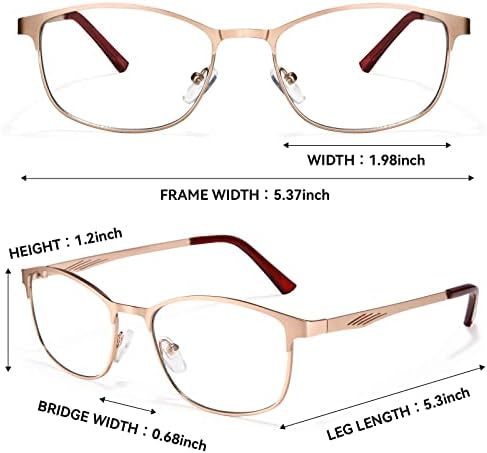 Дамски Очила за четене NOVIVON, 4 опаковки, Леки Метални Очила за четене, Блокиране на Синя Светлина, Квадратни