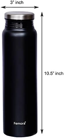 Вакуум Флакон от неръждаема стомана Femora ThermoSteel - 750 мл, Черен, ЗА ТОПЛИ и Студени ястия