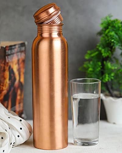 Бутилка за вода DecoAsia Премия от чиста Мед с обем 1 литър, е много Голяма, Чист Аюрведа Обикновен Меден