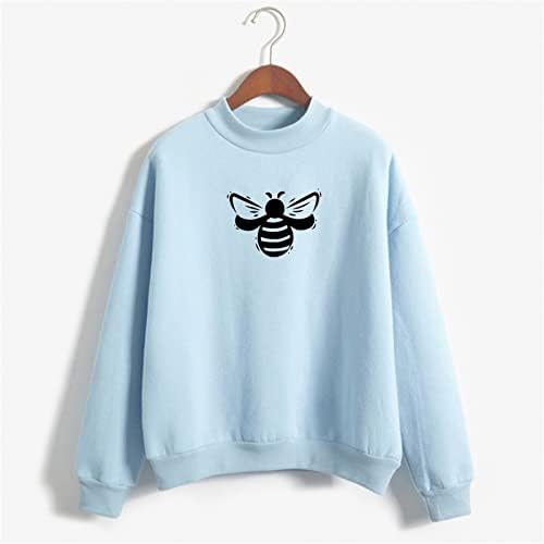 Oplxuo/ Дамски Hoody с Хубаво Шарките на Пчелите, Модни и Ежедневни Риза, Върхове, Обикновен Пуловер с Дълъг Ръкав и Имитация на Шията за Момичета