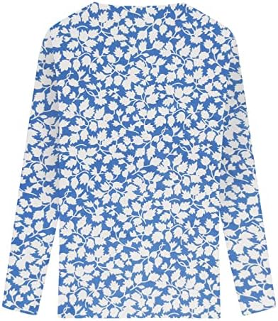 Дамски Есенни Блузи С Флорални Принтом, Дамски Елегантни Възли на една Кука Тениска С Дантелен Завършек и V-образно