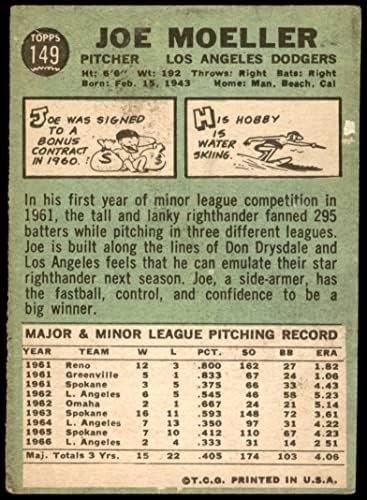 1967 Topps 149 с Джо Меллером Лос Анджелис Доджърс (Бейзбол карта) (Слаб вертикален бял пържола в центъра