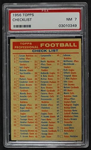 Карта списък 1956 Topps Football (Футбол карта) PSA PSA 7.00