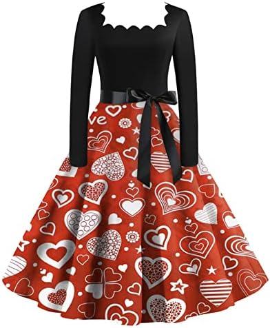 Дамски реколта рокли-халатики с принтом Сладко сърце на Деня на Свети Валентин, рокли за партита, костюми
