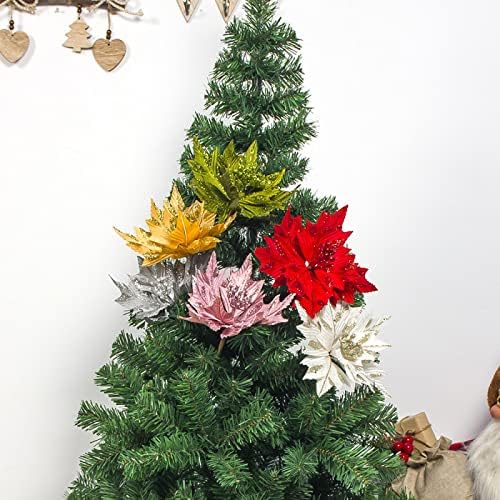 XSZON 2 Клонове на Коледни декоративни аксесоари, Коледна Имитация Посыпанных листа Състав Украса на Коледната елха на Бляскави Розови резници
