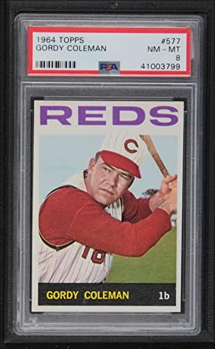 1964 Topps 577 Горди Колман Синсинати Редс (Бейзболна картичка) PSA PSA 8,00 Червени