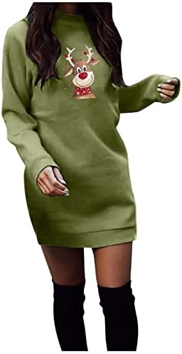 Случайни Пуловер в Контрастен Цвят, с Дълъг ръкав и кръгло деколте и Принтом, Топ, Дамски Дрехи, Рокля-Hoody