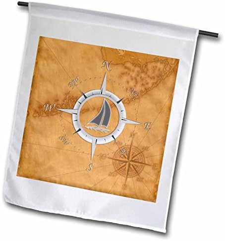 Морски компас 3dRose се Изкачи на Старата ветроходна картата на Флорида. - Знамена (fl_352002_1)