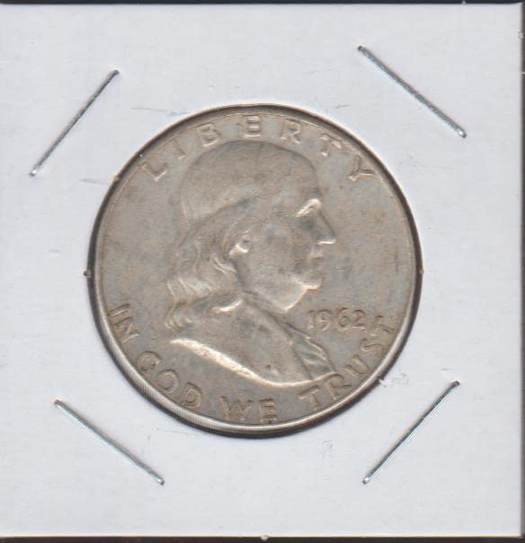 1962 D Франклин (1948-1963) (90% сребро) Полдоллара Отличен скъпоценен камък, Без да се прибягва