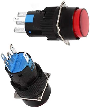 Aexit 2 елемента AC220V Ключове Червена Светлина SPDT Заключване Кръгъл Бутон на Крак Ключове Преминете 15 мм