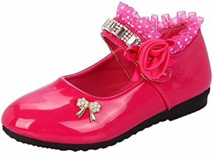Обувки за малки момичета; модел обувки Mary Jane; Ежедневни балет апартаменти без закопчалка на равна подметка за купоните, училището сватба (Светло розово, 5,5-6 години)
