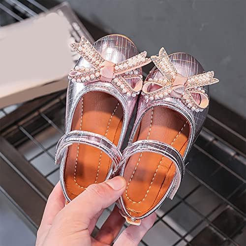 Модел обувки за малки момичета, нескользящие меки обувки Mary Jane, Ежедневни балет апартаменти без закопчалка на равна подметка, вечерни учебни обувки (розово, за деца
