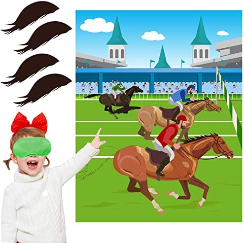 Игра-стикер за парти на конни надбягвания в Кентъки Дерби - Посадете Опашката на потребителя с кон, Игра за