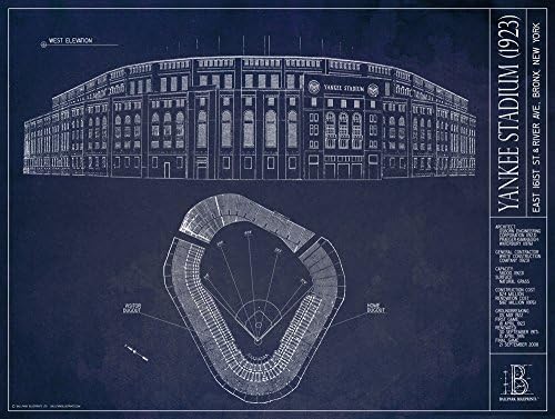 Старият стадион на Янките (1923) Печат в стила на Рисуване