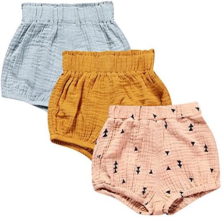 MYGBCPJS За Малки Момичета И Момчета, 3 опаковката на Смес от памук и Лен, Сладки къси Панталони-Зреещи, Свободни Шорти-Зреещи