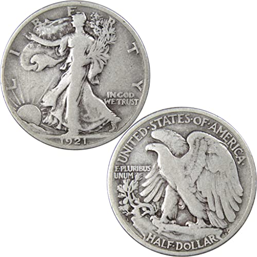 1921 S Liberty Walking Полдоллара F Fine Silver 50c АРТИКУЛ: Ebay630