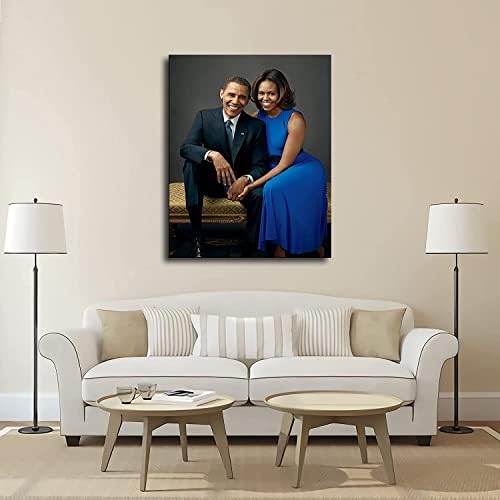 Афро-американец на Барак Обама за Президент и Мишел Плакат Художествена Картина на Платното за Печат Стенно