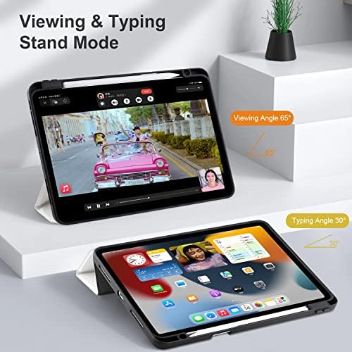 Адаптивни калъф Batianda за 11-инчов iPad Pro 2022 4-ти М2 /2021 (3-то поколение) / iPad Pro 112-ро поколение 2020 [Вграден държач за моливи] устойчив на удари калъф с прозрачен заден панел и