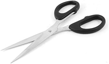 Нови ножици за рязане на хартия Lon0167, цвят черен, Сребрист, с еднакво пластмасова дръжка, надеждна ефективност,