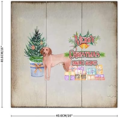 Коледен Дървен Палет в Ретро Стил, Коледно Дърво, Весела Коледа на помощ на дядо коледа, Домашно Куче, 16x16