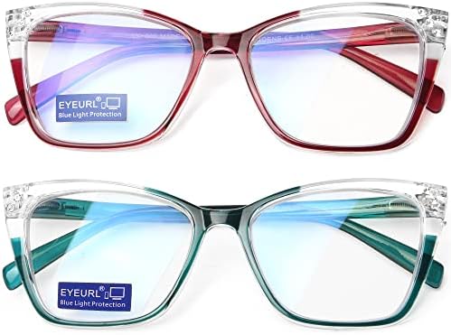 Очила за четене EYEURL за жени - Модни дамски Ридеры, Блокиране на Синя светлина, с кутия пролетта панти, със защита от отблясъци / UV-лъчи