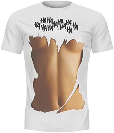 2023 Нова Мъжки Пролетно-Лятна Индивидуалност, Мускулести Мускулите на Корема, тениски с 3D Дигитален Печат, Тениска с Кръгла