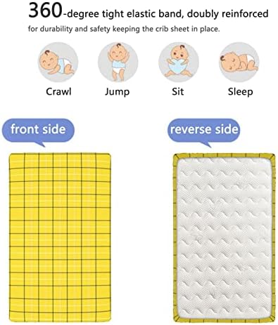 Кухненски Кърпи за детски легла в една клетка, Преносим мини-Кърпи За яслите, Меки и Еластични Кърпи за яслите-Подложка за яслите или Чаршаф за деца, 24 x 38, Жълто-Черн?