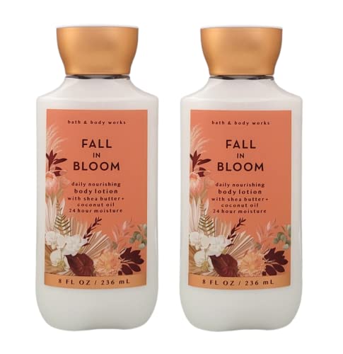 Комплекти лосиони Bath & Body Works и Fall In Bloom Super Smooth Подарък За Жени 8 Унции -2 опаковката (Fall In Bloom)