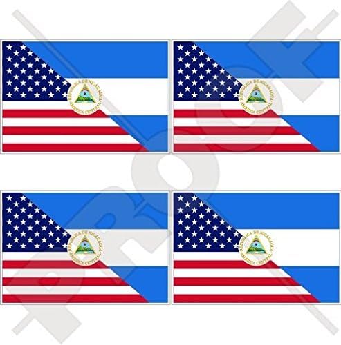 САЩ Сащ, Никарагуа, сащ и никарагуанский флаг 2 (50 mm) Винил броня и Каска, стикери x4