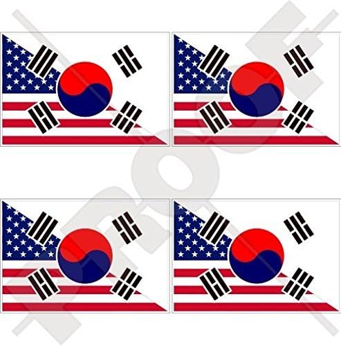 САЩ Съединените американски Щати и РЕПУБЛИКА Корея, сащ и южна корея флаг ROK 2 (50 mm) Винил броня и каска, стикери x4