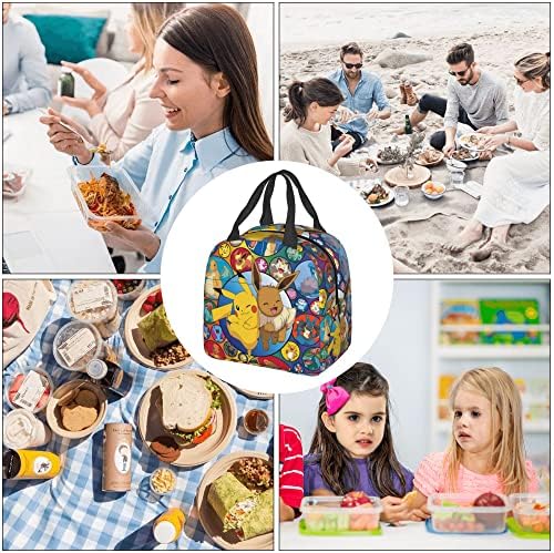 Чанта за обяд в стил Аниме Enlvdaw, Изолиран Обяд-Бокс, Множество Чанта-тоут Голям Капацитет, с Преден джоб за Пикник на Открито (Цветни)