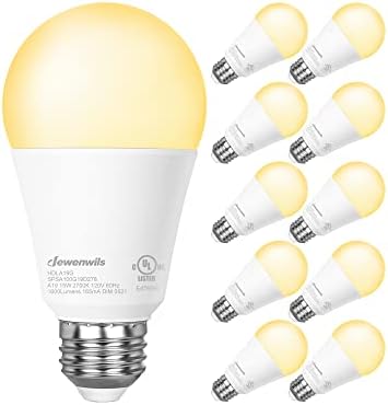 Led лампа DEWENWILS A19 с регулируема яркост, 1600LM, 2700K, е Мека Приятна Светлина, Енергоспестяващ Равностойността
