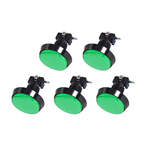 Бутоните на играта Rebower, Слот Кръгли Ключове, Зелена led светлини с микропереключателями [за аркадна игра] - 60 мм / 12 / 5 бр.